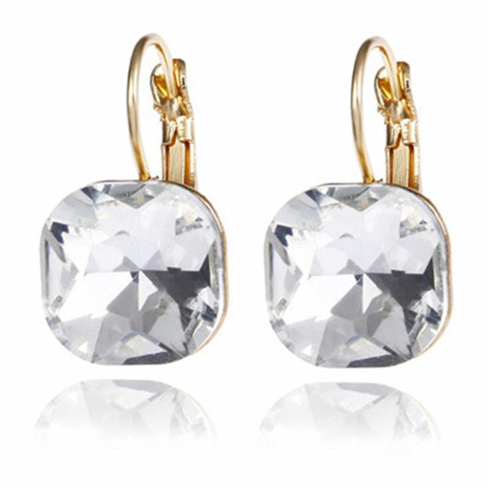 Fashion 6 Colors Blue Rhinestone Fashion Crystal Women's Earrings White Square Dangle Earrings For Women Trendy Jewelry