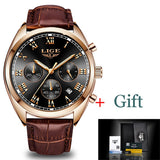 Mens Watches LIGE Top Brand Luxury Men's Fashion Business Waterproof Quartz Watch For Men Casual Leather Watch Relogio Masculino