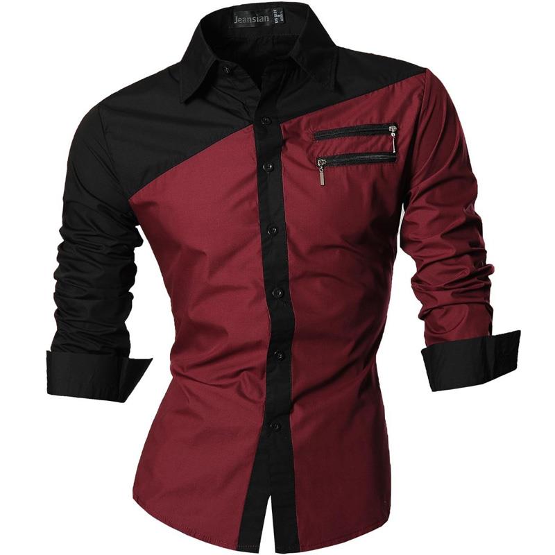 Jeansian Men's Fashion Dress Shirts Casual Long Sleeve Slim Fit Tatoo Stylish Z030