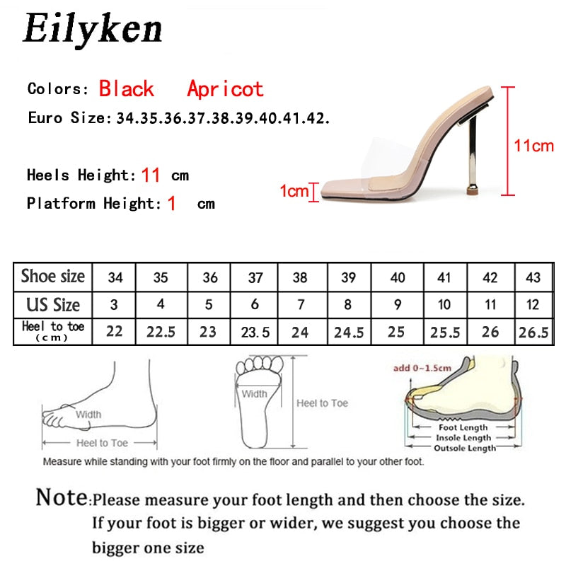 Eilyken Summer Slippers Women Outdoor Clear PVC Transparent Jelly Sandals Fashion Open Toe Stiletto Heels Party Ladies Shoes