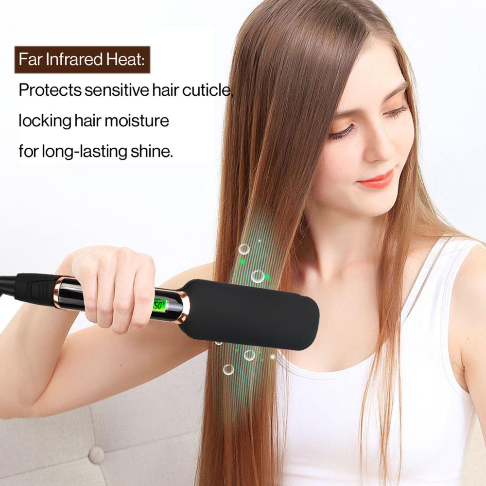 Infrared Hair Flat Iron Professional Ceramic Tourmaline 2 inch Wide Hair Straightener with LCD Display Adjustable Temperature