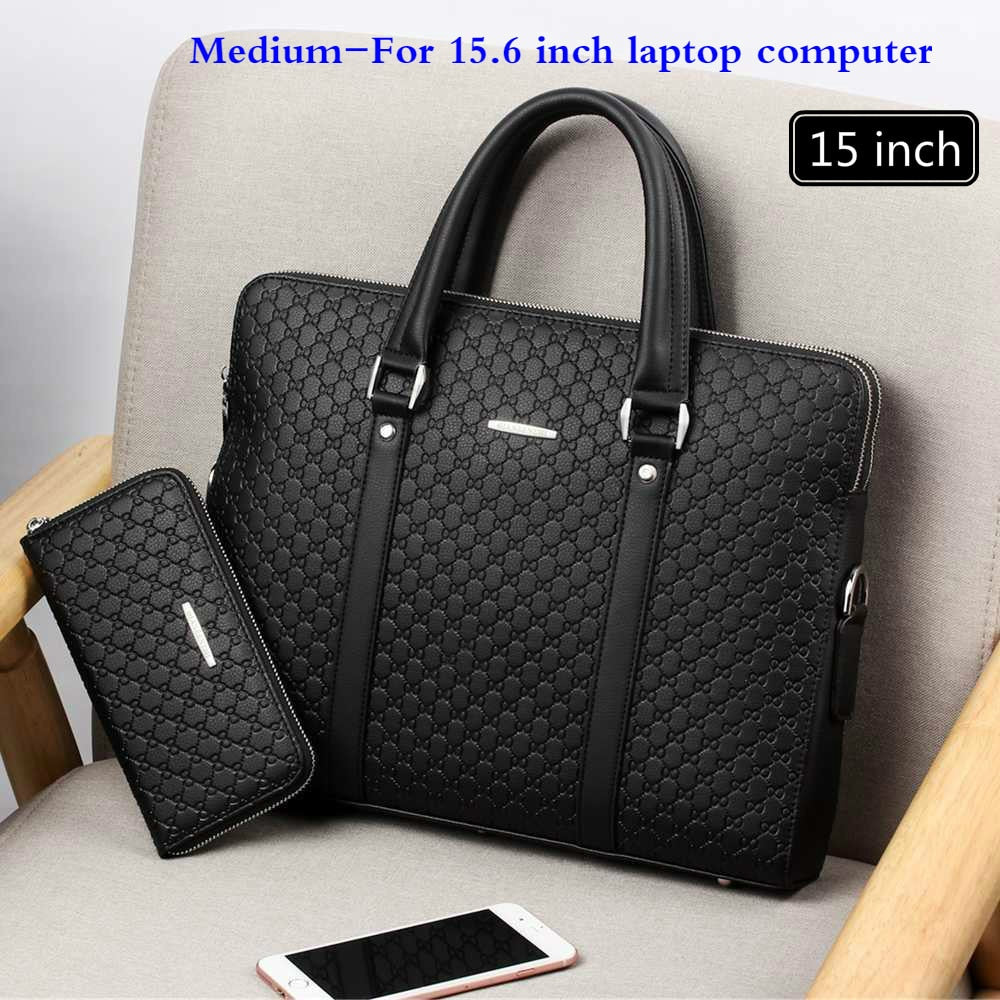 New Double Layers Leather Business Shoulder Bag Messenger Bag Laptops Handbags Travel Bags