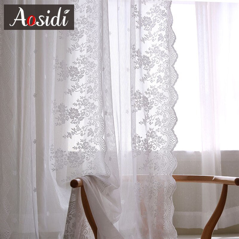 White Curtains for Living Room Bedroom Windows Lace Elegant Curtains Sheer For Children' Room Decoration Modern Voile Drapes