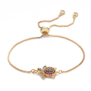 Women's gold rainbow turtle bracelets bangles jewelry cz zircon femme snake chain adjustable bracelet Fashion accessory