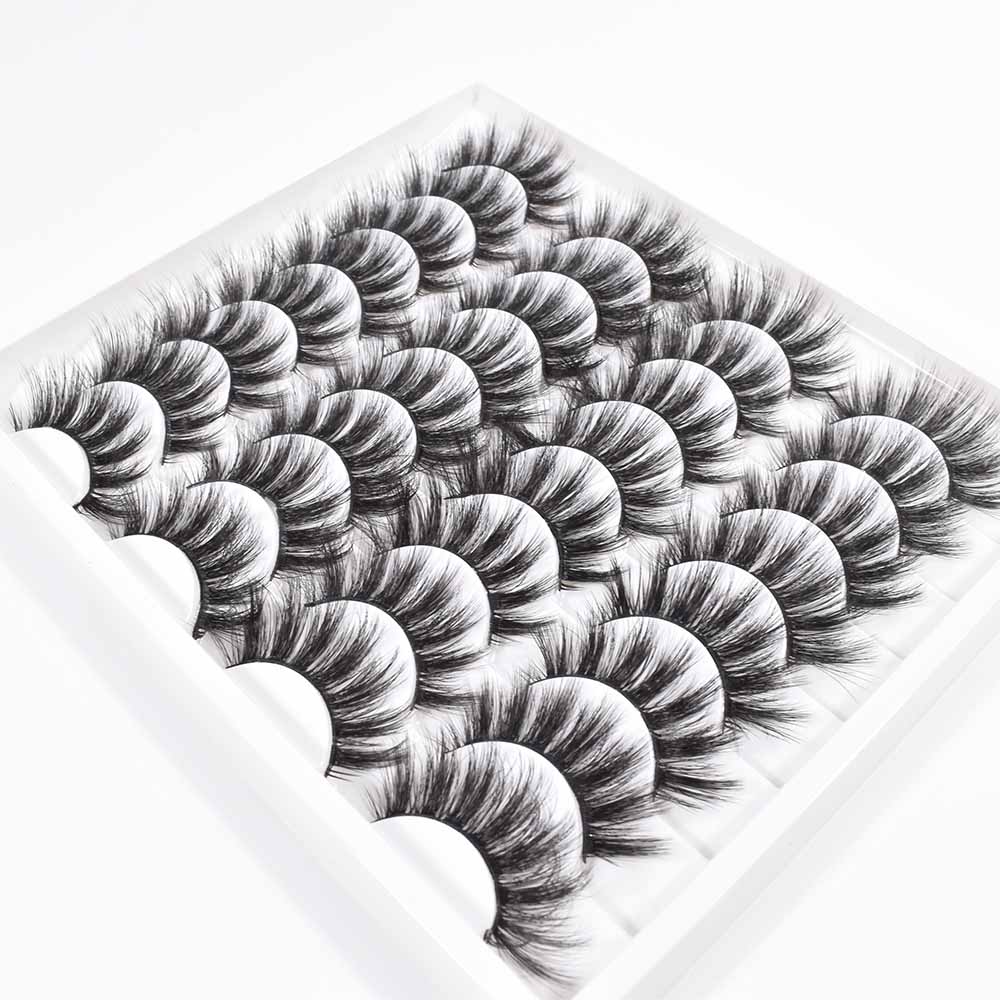 14/16Pairs  Black Mink Thick False Eyelashes Cils Soft Make Up Faux Cross Lashes Eyelashes Wholesale maquiagem cilios