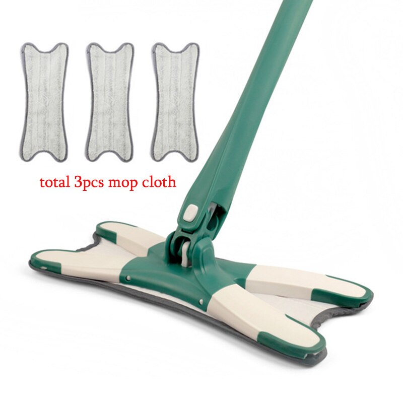 Congis 360 Degree X-Type Floor Mop Flat Mops For Wood Ceramic Tiles Home Cleaning Tool with 3pcs Reusable Microfiber Pads