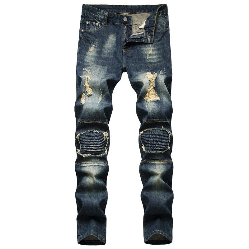 2021 New Fashion Mens Cotton Ripped Hole Jeans Casual Slim Skinny White Black Jeans Men Trousers Casual Male Hip hop Denim Pants