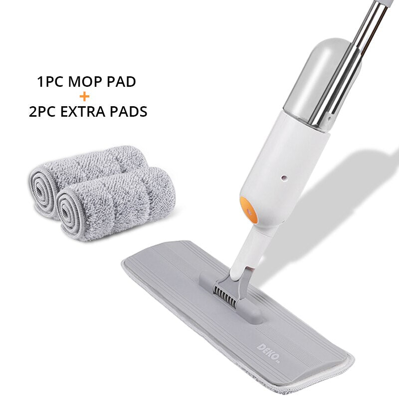 DEKO Water Spray Mop Handle Home Cleaning Tools For Wash Floor Cleaner Lazy Flat Mops With Replacement Reusable Microfiber Pads