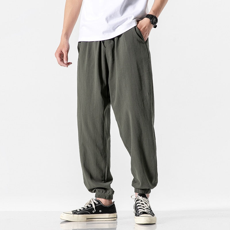 MrGB 2021 Cotton Linen Jogger Pants Men Streetwear Casual Harem Pants Men Trouser Summer Cool Pants Oversized Men's Clothing