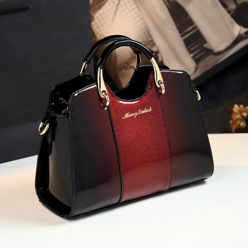 New arrival korean style simple pillow shoulder bags handbags women famous brands top handle bag patent leather messenger clutch