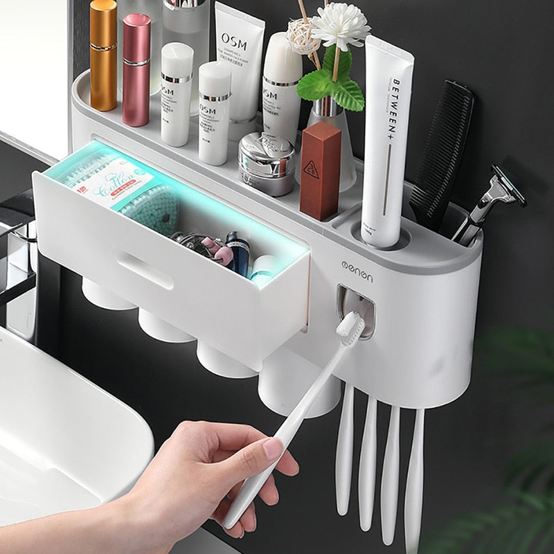 ONEUP Bathroom Accessories Sets New Toothbrush Holder Automatic Toothpaste Squeezer Wall Mount Storage Rack Bathroom Product