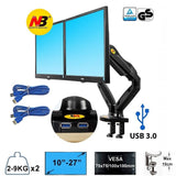 NB North Bayou F160 Full Motion Dual Arms Two Computer Monitor Desk Mount Stand for 17"-30" Swivel LCD Monitor Arm Support 2-9KG