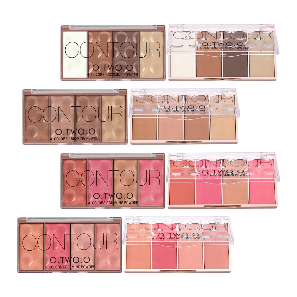 O.TWO.O 4 Colors Makeup Contour Palette Face Shading Grooming Powder Bronzer Long-Lasting Face Make Up Blush Palette