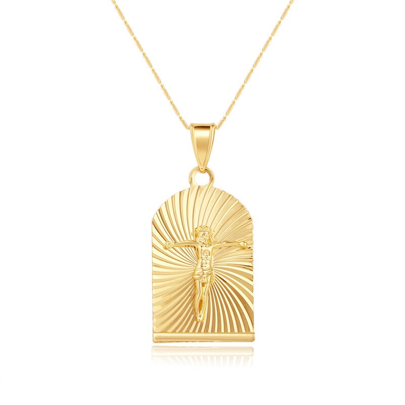 CWEEL Virgin Mary Necklace Gold Color Bijoux Imitation Crystal Statement Necklace Women Fashion Pendant Catholic Jewelry