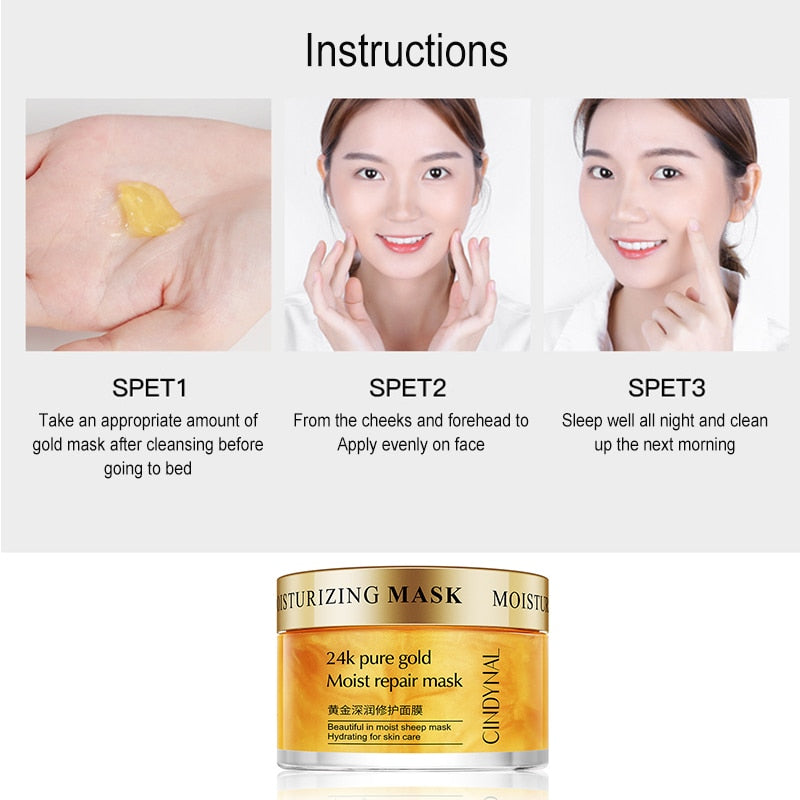 120g Face Cream Collagen Anti-Wrinkle 24k Gold Serum Cream Sleeping Mask Whitening Facial Cream Moisturizing Anti-aging TSLM2