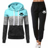 Autumn Tracksuit Woman Zipper Patchwork Hoodie+Pants Suit Long Sleeve Sweatshirts and Trousers 2 Piece Set Winter Clothing