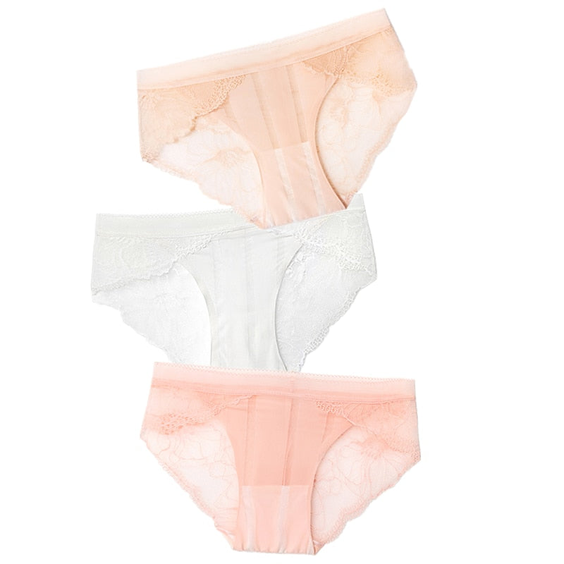 3pcs Sexy Lace Panties For Women Underwear Fashion Panty Lingerie Breathable Hollow Out Briefs Low-Rise Panties Female Underwear