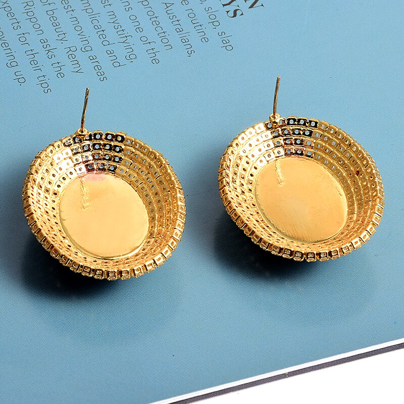 New Arrival Luxury Pearl Crystals Round Drop Earrings High-Quality Fashion Rhinestone Earring Jewelry Accessories For Women