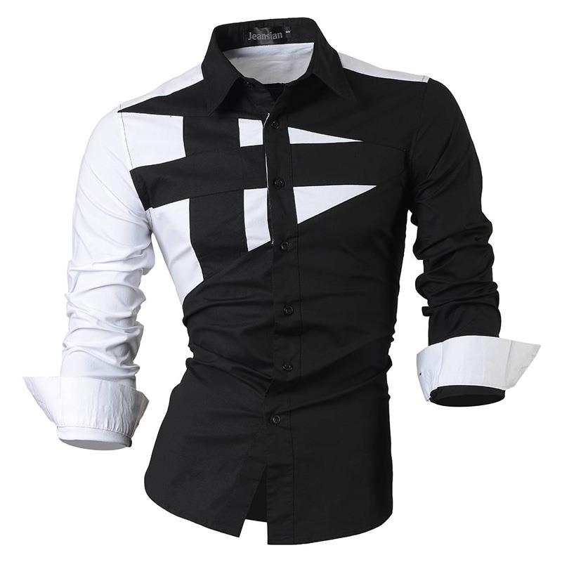 Jeansian Men's Fashion Dress Shirts Casual Long Sleeve Slim Fit Tatoo Stylish Z030