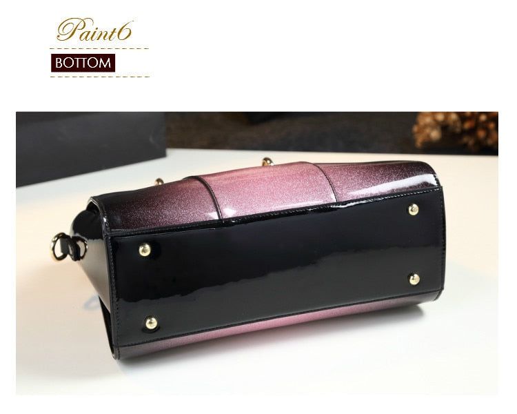 New arrival korean style simple pillow shoulder bags handbags women famous brands top handle bag patent leather messenger clutch