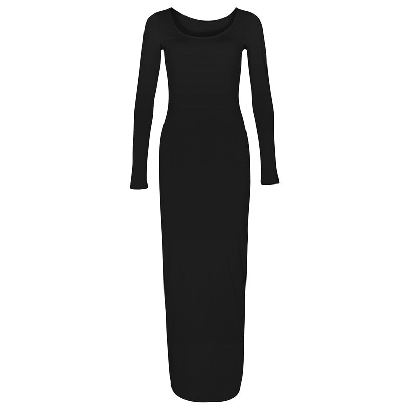 Turtleneck Long Dress Autumn Winter Muslim Elegant Office Lady Skinny Long Sleeve Bodycon Casual Dress Women Midi Clubwear