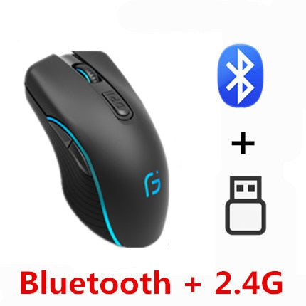 KuWFi Computer Mouse Bluetooth 4.0+ 2.4Ghz Wireless Dual Mode 2 In 1 Mouse 2400DPI Ergonomic Portable Optical Mice for PC/Laptop