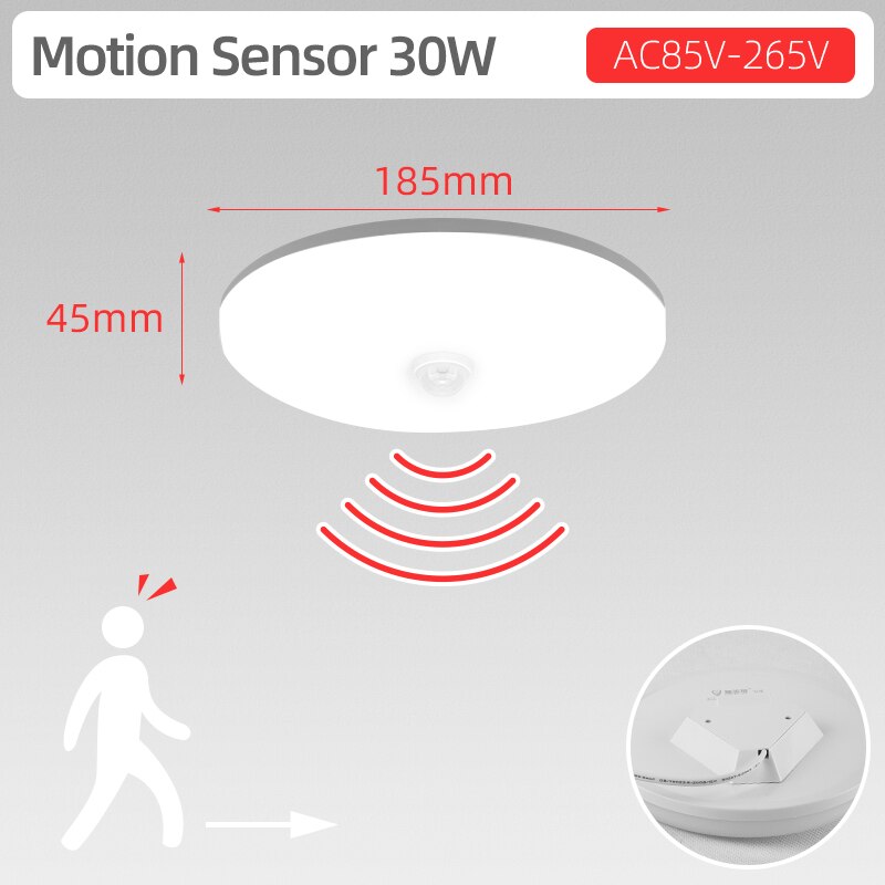 Motion Sensor Led Night Light PIR Sensor Lamp Smart Lighting 110V 220V 15/20/30/40w Ceiling Wall Lamps For Toilet Room Corridor