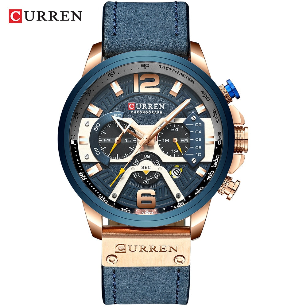 Wristwatch Mens CURREN Top Brand Luxury Sports Watch Men Fashion Leather Chronograph Watches with Date for Men Male Clock