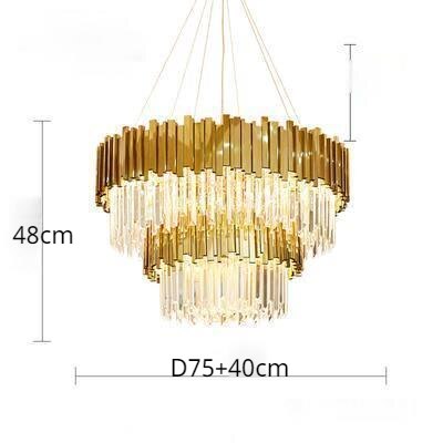 Luxury Plated Gold Metal Led Pendant Lights E14 Lustre K9 Crystal Luminarias Dining Room Straight Pendant Lamp Lighting Fixtures