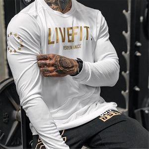 New Sports Long-Sleeved Round Neck Quick-Drying Men's T-SHIRTS Tight Running Basketball Training Suit Athletic Goods Tee