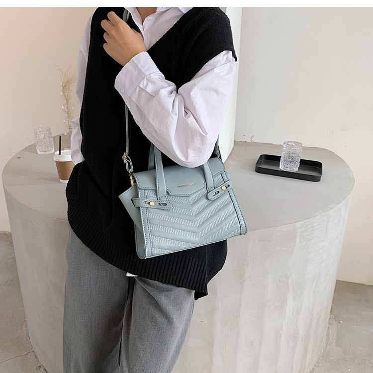 Winter Large Shoulder Bag black v-line Bags with handle Leather Pu Female Luxury Handbags Women Bags Designer Sac A Main Femme