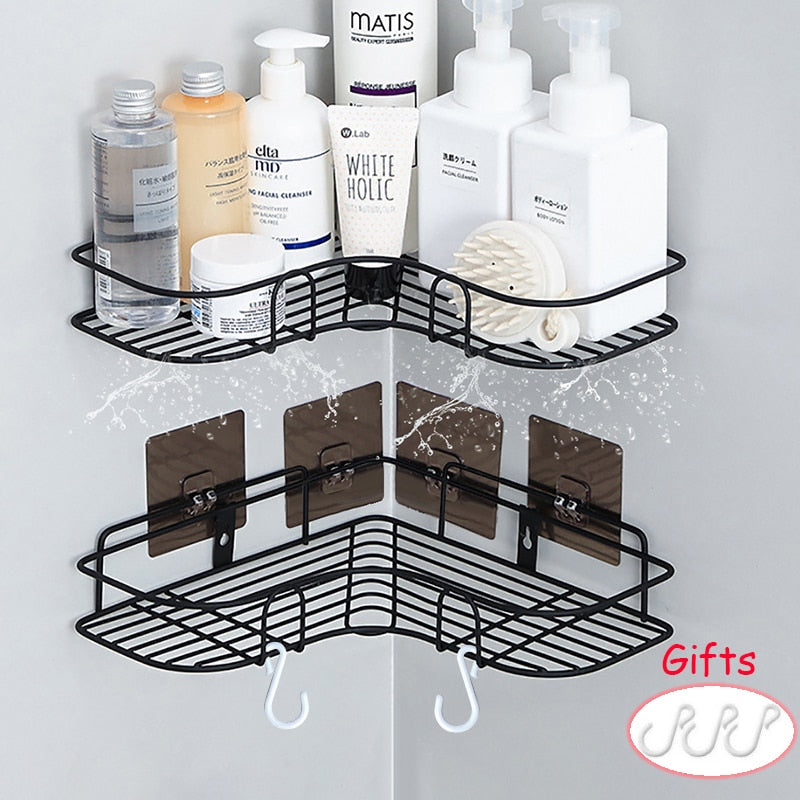 Bathroom Shelf Corner Bathroom Organizer Basket Wall Mounted Shelves ,Shower Shampoo Storage Rack Corner Shelf in the Bath