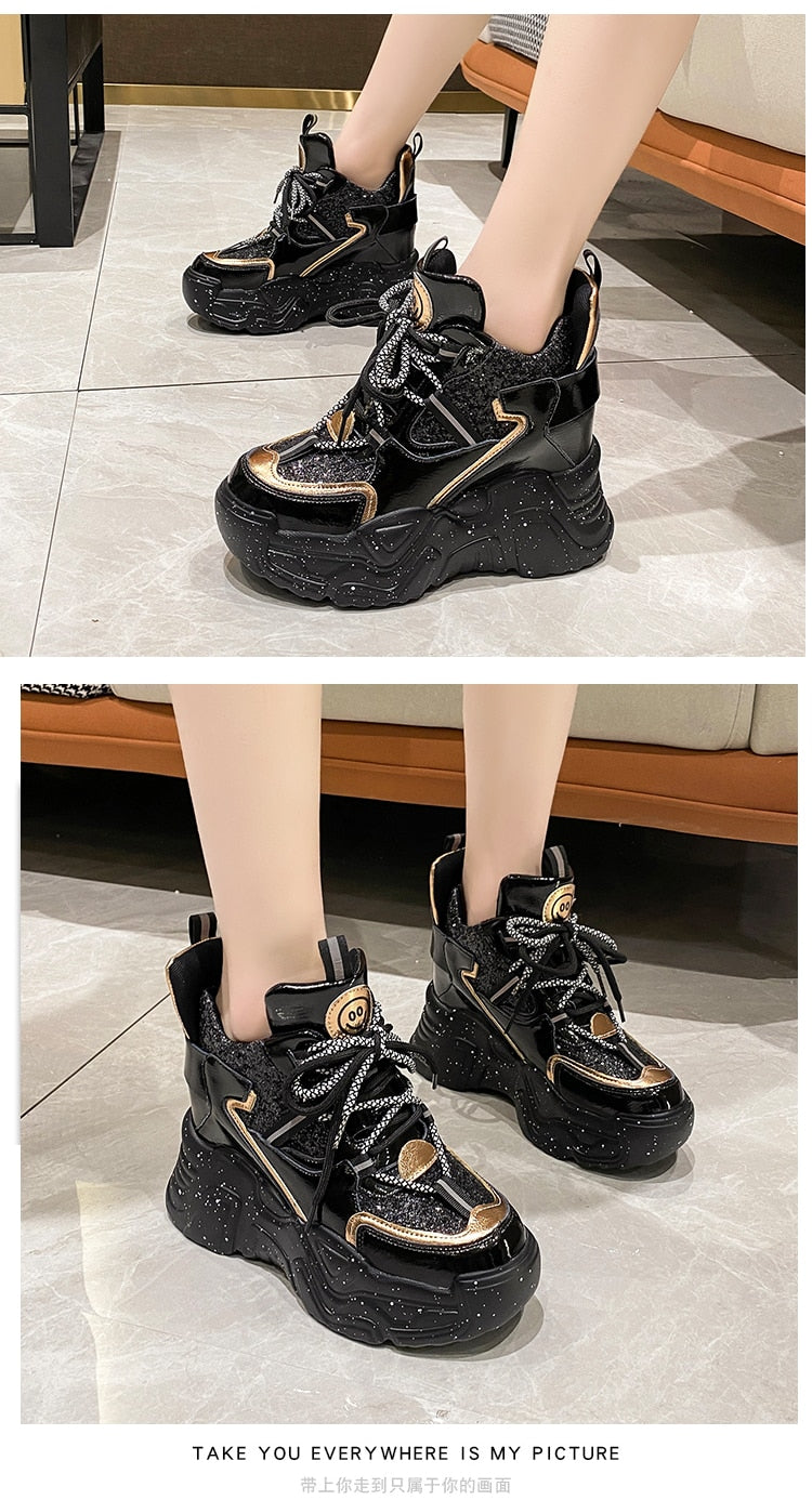 Women Platform Sneakers 2021 Summer Breathable Mesh Shoes Women Wedges Heels Casual Shoes 11 CM Thick Sole Trainers White Shoes