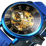 Mechanical Man Gold Watch Mens Watches Top Brand Luxury 2021 WINNER Clock Male Skeleton Leather Forsining 3d Hollow Engraving