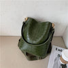 Vintage Crocodile Pattern Crossbody Bags For Women 2021 PU Leather Trend Designer Shoulder Handbags Large Capacity Bucket Bag