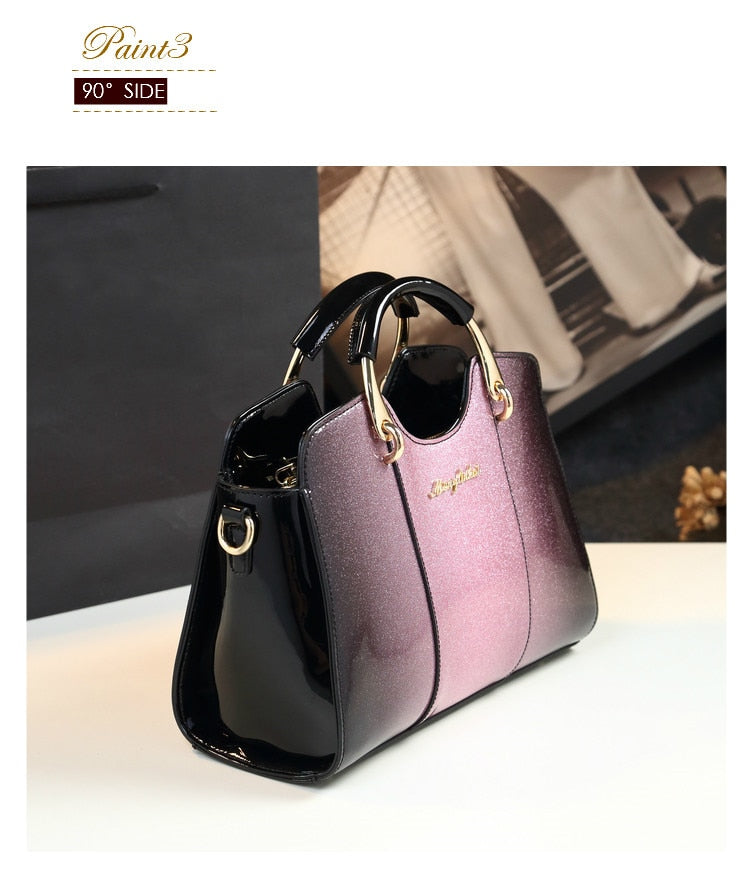 New arrival korean style simple pillow shoulder bags handbags women famous brands top handle bag patent leather messenger clutch