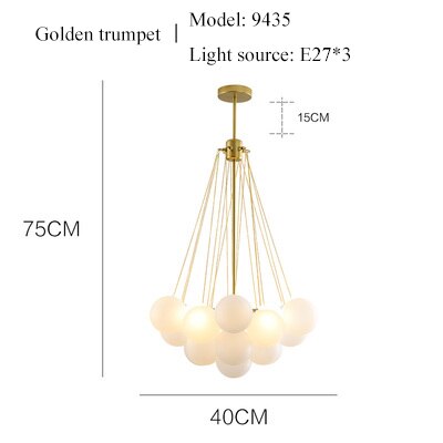 Bubble Chandelier19/37 Balls Black Gold Chandelier Mid Century Modern Glass Lamp for Dining Room Living Room Decoration