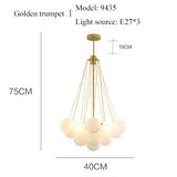 Bubble Chandelier19/37 Balls Black Gold Chandelier Mid Century Modern Glass Lamp for Dining Room Living Room Decoration