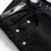 Men's Letters Embroidery Black Stretch Denim Jeans Embroidered Pencil Pants Trousers