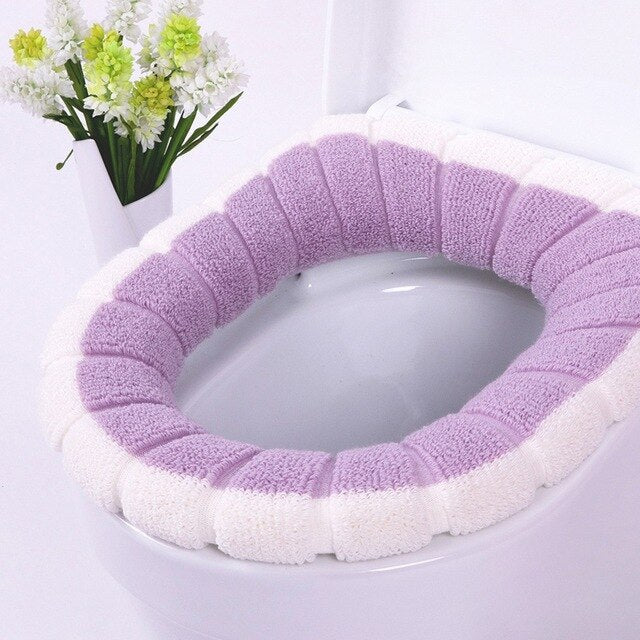 Plush Soft Toilet Seat Cover Bathroom Toilet Cushion Set Toilet Bathroom Mat Sets Warm Seat Cover Washable Two Mat Accessory Set