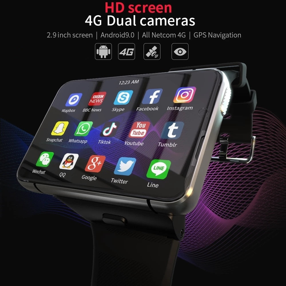 FUCHE APPLLP MAX 4G WiFi Smart Watch Men Dual Camera Video Calls Phone Heart Rate Monitor 4G+64G Game Smartwatch