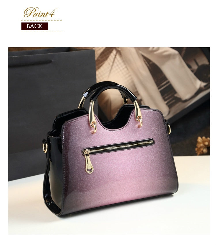 New arrival korean style simple pillow shoulder bags handbags women famous brands top handle bag patent leather messenger clutch