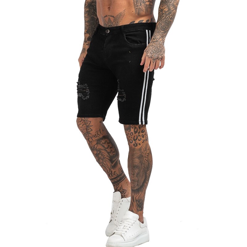 Mens Shorts Jeans Denim Shorts Black High Waist Ripped Summer Jeans Shorts For Men Brand Plus Size Casual Streetwear dk03