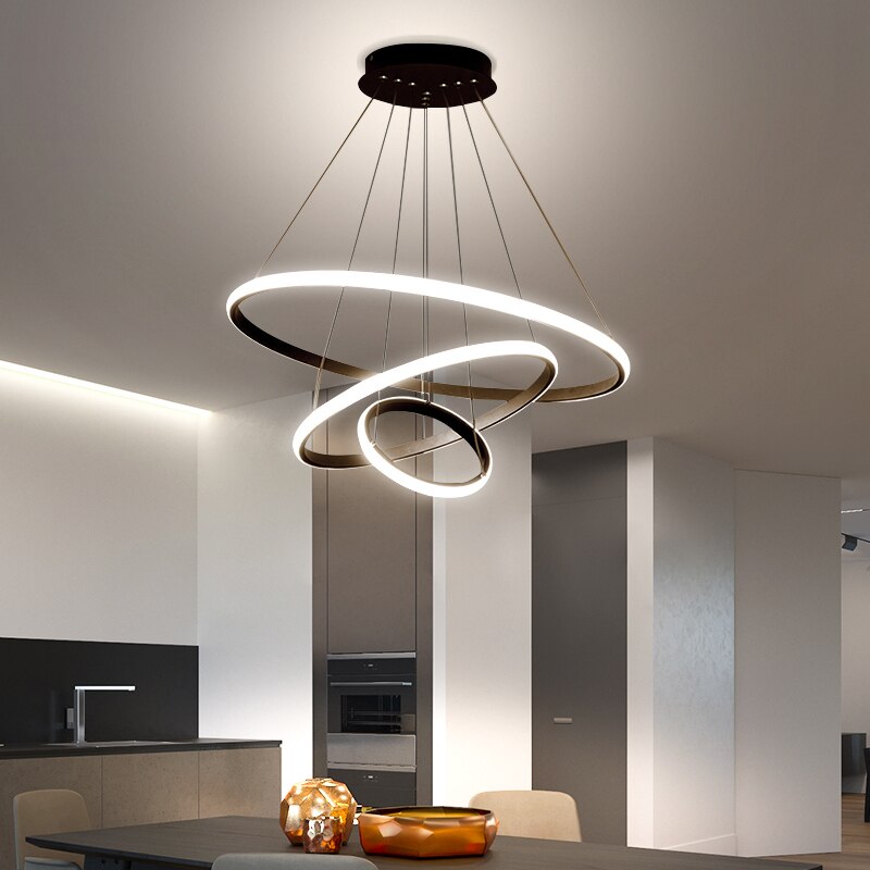 Dining Room Led Ceiling Chandelier Modern Creative Personality Restaurant Table Lights Luxury Living Material Hardware + Acrylic