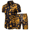 2020 Summer New Men's Clothing Short-sleeved Printed Shirts Shorts 2 Piece Fashion Male Casual Beach Wear Clothes