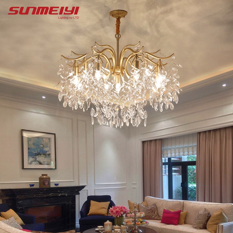 Nordic LED Crystal Chandeliers Gold Black Chandelier Luxury Lighting Kitchen Dining Living room Bedroom Lamp lustre pendente