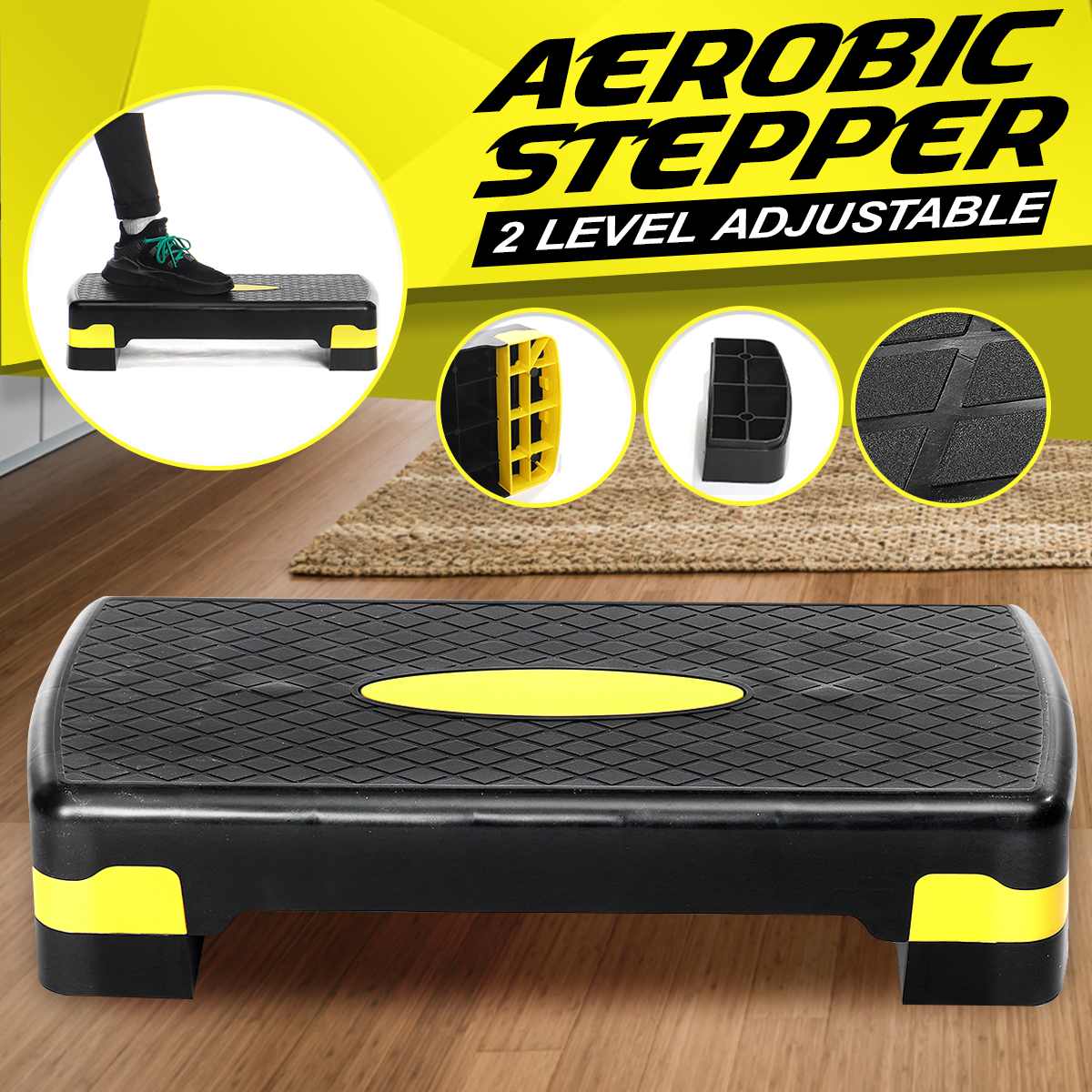 100KG Fitness Aerobic Step Adjustable Non-slip Cardio Yoga Pedal Stepper Gym Workout Exercise Fitness Aerobic Step Equipment