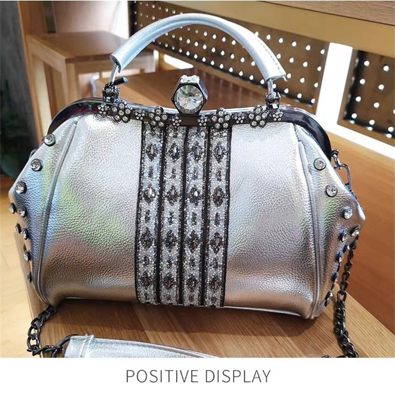 Brand Rhinestones Women's Handbags Female Shoulder bag designer Luxury Lady Tote Large Capacity Zipper Handbag for Women