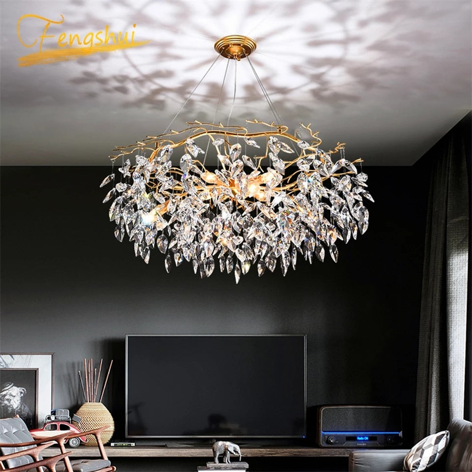 Nordic Luxury Crystal LED Chandelier Lighting Home Decoration LOFT Villa Chandeliers Living Room Hotel Art Indoor Decor Lighting