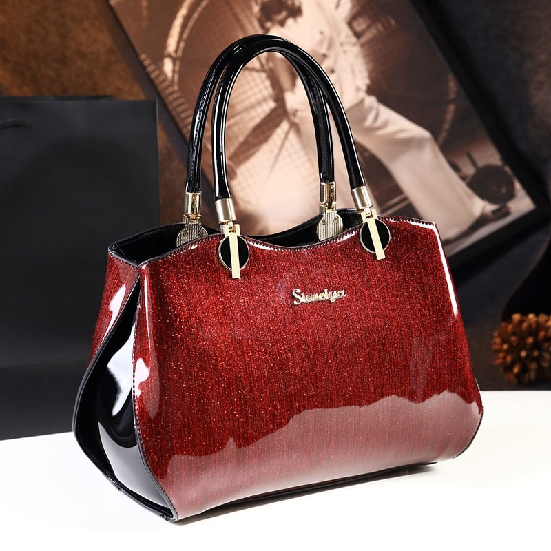 New arrival korean style simple pillow shoulder bags handbags women famous brands top handle bag patent leather messenger clutch